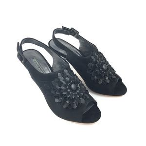 NEW Reed Evins | Black Suede Flower Heels  Size 9
